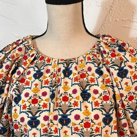 RHODE Colorful Floral Print Puff Sleeve Top Sz-S - Picture 2 of 9